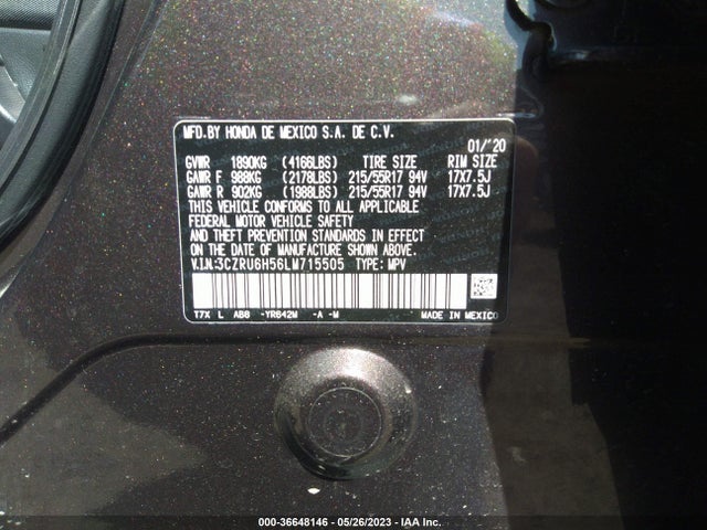 2020 HONDA HR-V EX VIN: 3CZRU6H56LM715505