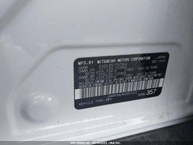 2017 MITSUBISHI OUTLANDER SPORT 2.0 VIN: JA4AP3AUXHZ027372