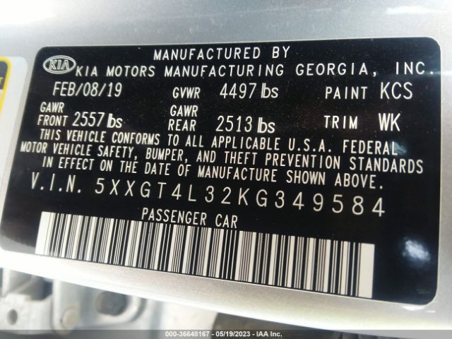 5XXGT4L32KG349584 KIA Optima Lx