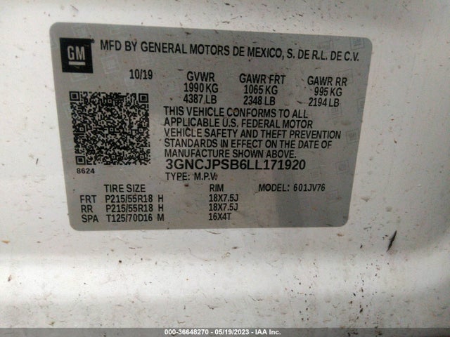 Chevrolet Trax Lt 2020 3GNCJPSB6LL171920 Image 9