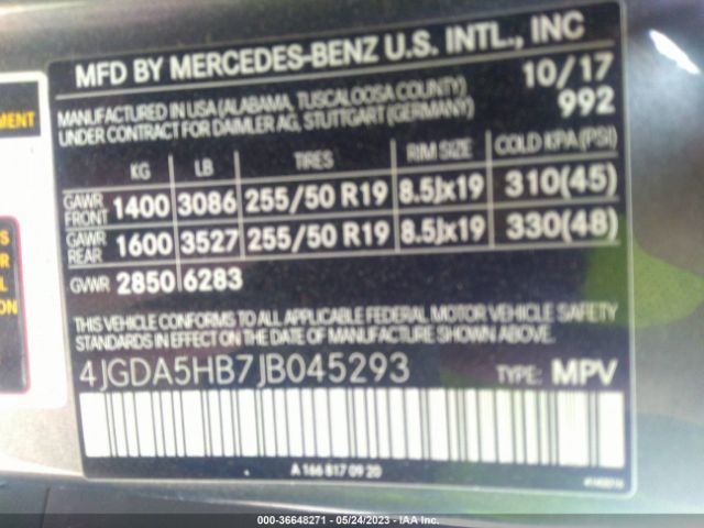 4JGDA5HB7JB045293 Mercedes-Benz Gle Gle 350