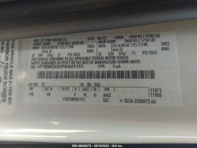 1FTBW2X83PKA03133 Ford TRANSIT CARGO VAN