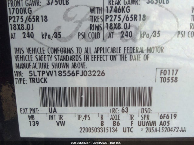 Продажа на аукционе авто 2006 Lincoln Mark Lt, vin: 5LTPW18556FJ03226, номер лота: 36648357