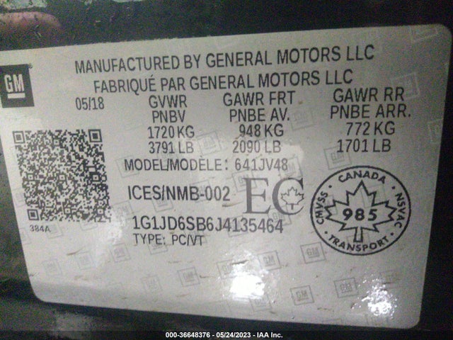 Chevrolet SONIC LT 2018 1G1JD6SB6J4135464 Image 11