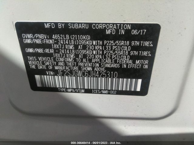 JF2SJGWC6JH425310 Subaru Forester Touring