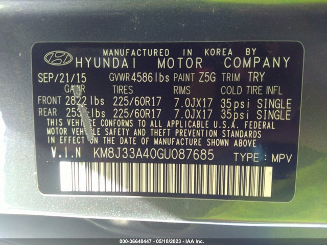 Hyundai TUCSON SE 2016 KM8J33A40GU087685 Image 10