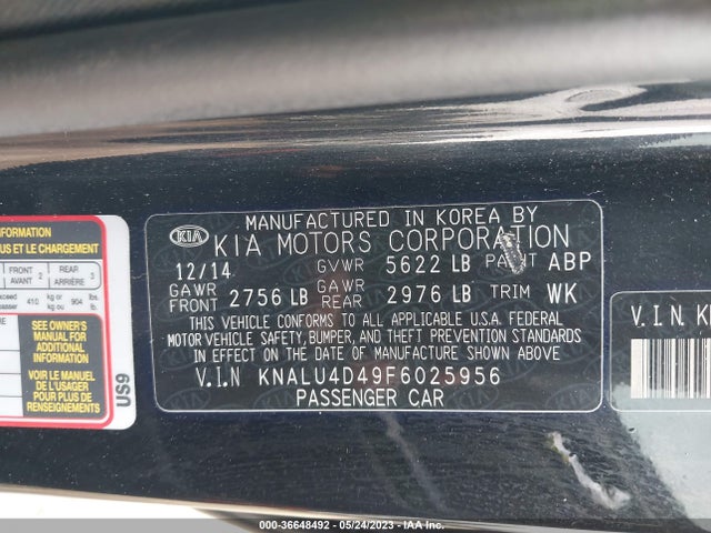 2015 Kia K900, VIN: KNALU4D49F6025956