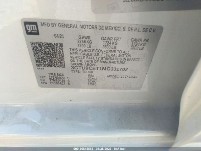3GTU9CET1MG331702 GMC Sierra 1500 Elevation