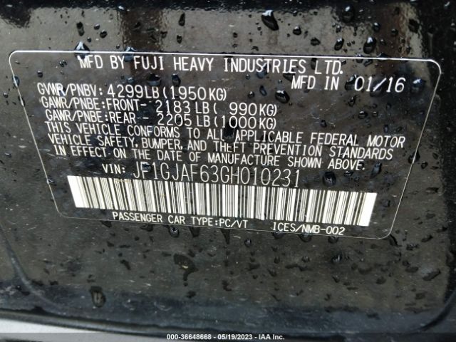 JF1GJAF63GH010231 Subaru Impreza Sedan Premium