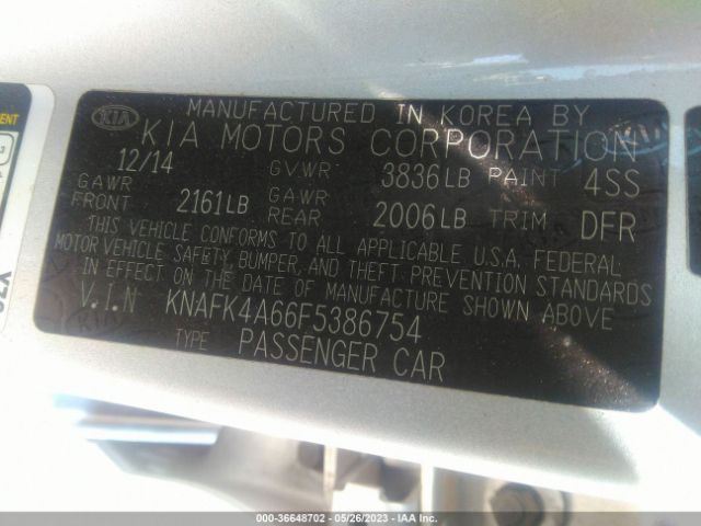 KNAFK4A66F5386754 KIA FORTE LX