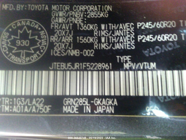 Toyota 4runner Limited/trail/sr5 2015 JTEBU5JR1F5228961 Image 10