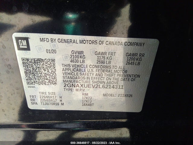 Chevrolet EQUINOX LT 2020 2GNAXUEV2L6214311 Image 9