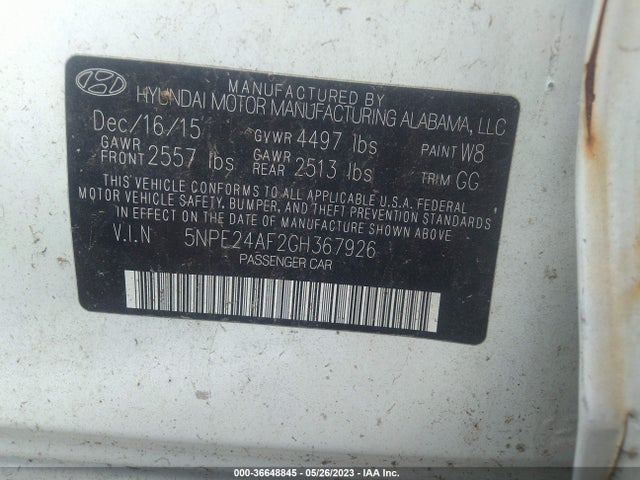 Hyundai Sonata 2.4l Se 2016 5NPE24AF2GH367926 Image 11