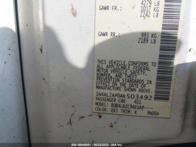 2010 NISSAN ALTIMA 2.5 S VIN: 1N4AL2AP0AN503492