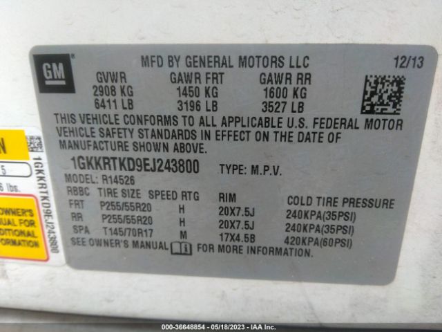 1GKKRTKD9EJ243800 GMC Acadia Denali