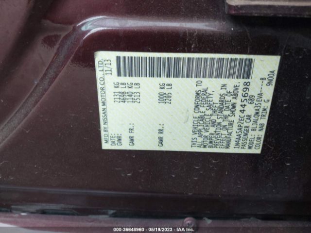 1N4AA5AP2EC445698 Nissan Maxima 3.5 S