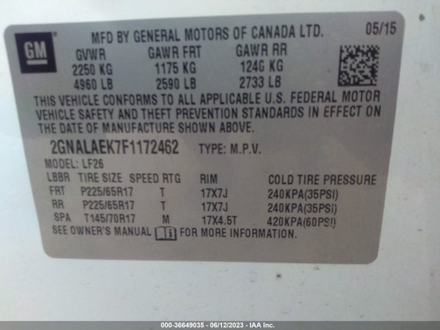 Chevrolet EQUINOX LS 2015 2GNALAEK7F1172462 Image 11