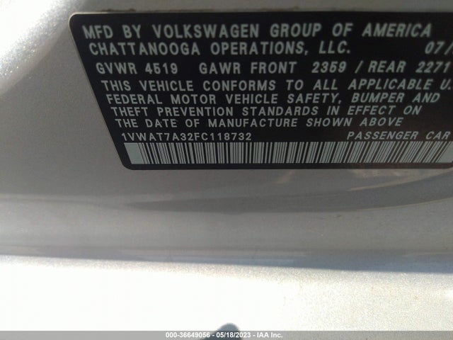 1VWAT7A32FC118732 Volkswagen Passat 1.8t Limited Edition