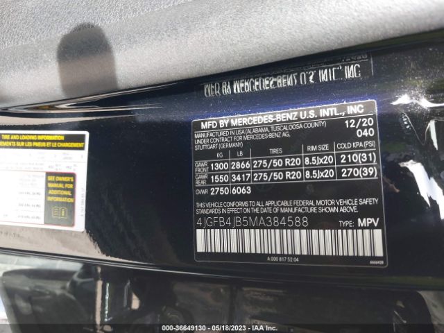 4JGFB4JB5MA384588 Mercedes-Benz Gle Gle 350