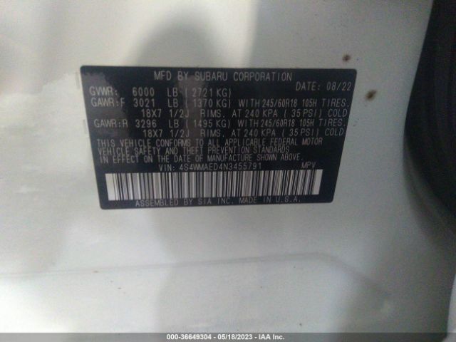 4S4WMAED4N3455791 Subaru Ascent Premium