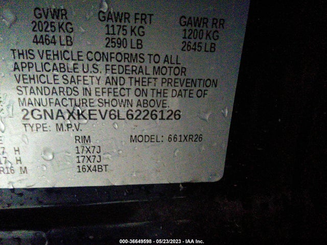 Chevrolet EQUINOX LT 2020 2GNAXKEV6L6226126 Image 9