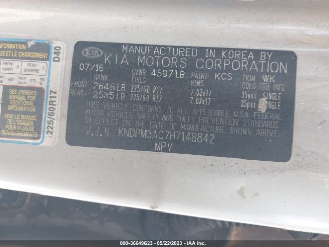 KNDPM3AC7H7148842 KIA Sportage Lx
