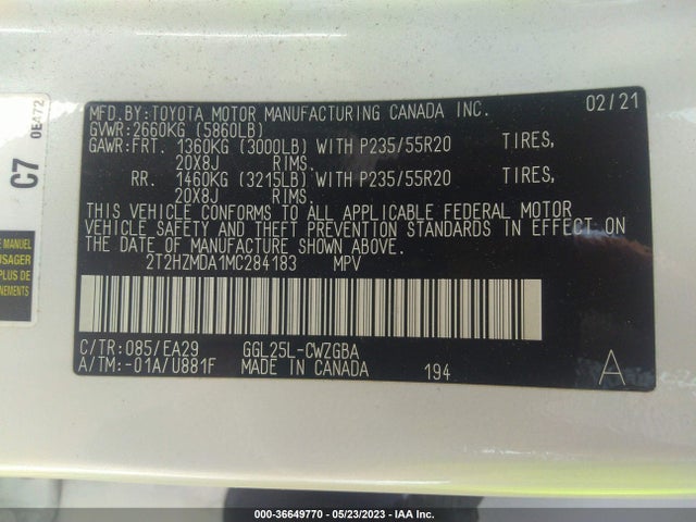 2T2HZMDA1MC284183 Lexus Rx Rx 350