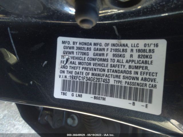 19XFC1F34GE207453 Honda Civic Sedan Ex-t
