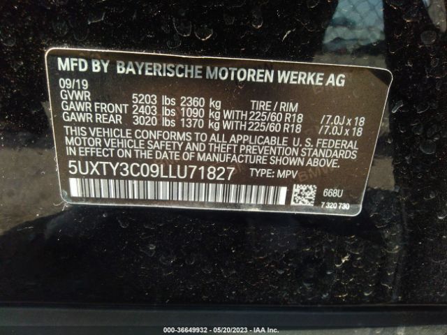5UXTY3C09LLU71827 BMW X3 Sdrive30i