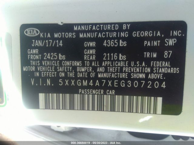 5XXGM4A7XEG307204 KIA Optima Lx
