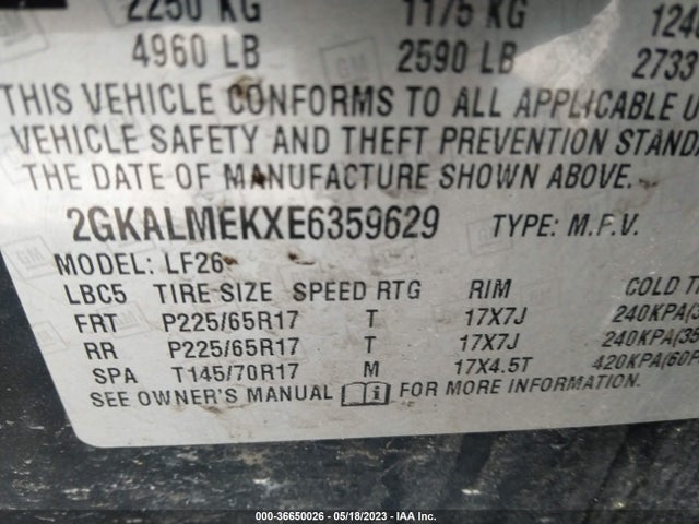 GMC Terrain Sle 2014 2GKALMEKXE6359629 Image 9