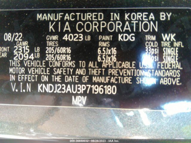 KNDJ23AU3P7196180 KIA SOUL LX