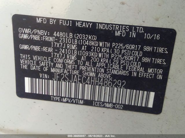 JF2SJAEC4HH486292 Subaru Forester Premium