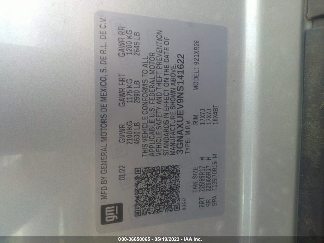 Chevrolet EQUINOX LT 2022 3GNAXUEV9NS141622 Image 9
