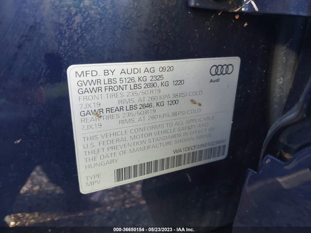 2021 AUDI Q3 S LINE PREMIUM VIN: WA1DECF39M1023650