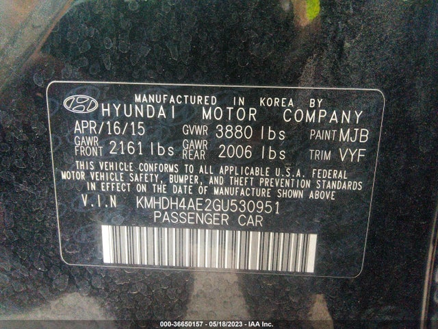 Hyundai ELANTRA SE 2016 KMHDH4AE2GU530951 Image 9