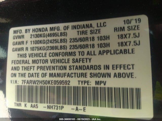 Honda CR-V EX 2019 7FARW2H50KE059592 Image 11