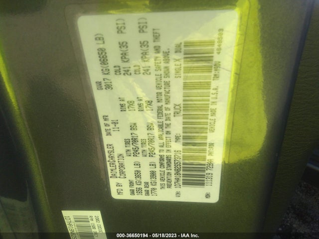 2002 DODGE RAM 1500 VIN: 1D7HA18N82S573716