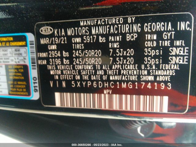 5XYP6DHC1MG174193 KIA Telluride S