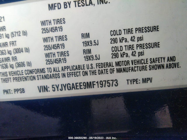 5YJYGAEE9MF197573 Tesla Model Y Long Range