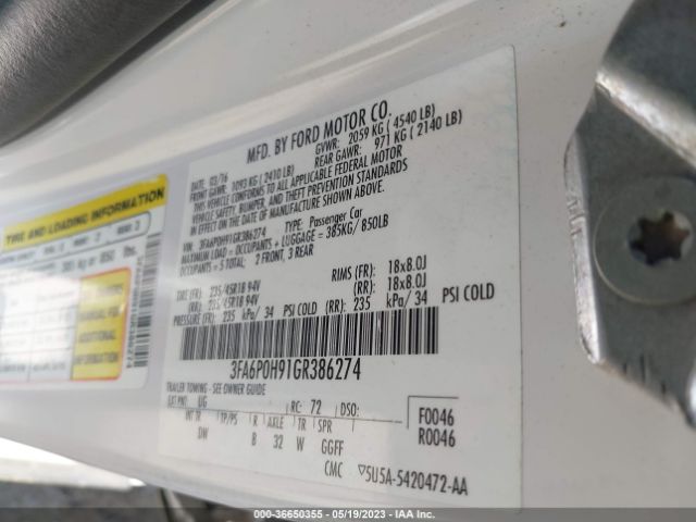 3FA6P0H91GR386274 Ford FUSION SE