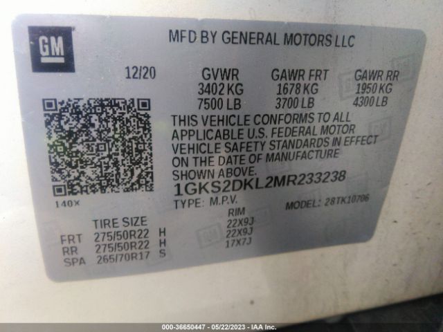 1GKS2DKL2MR233238 GMC YUKON DENALI