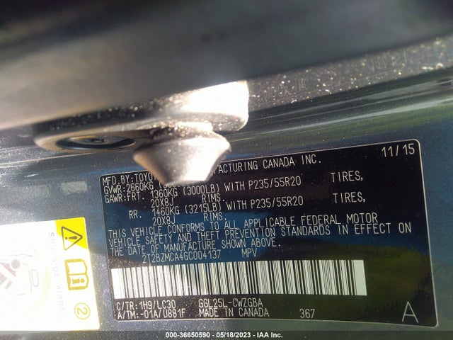 2T2BZMCA4GC004137 Lexus Rx 350 F Sport