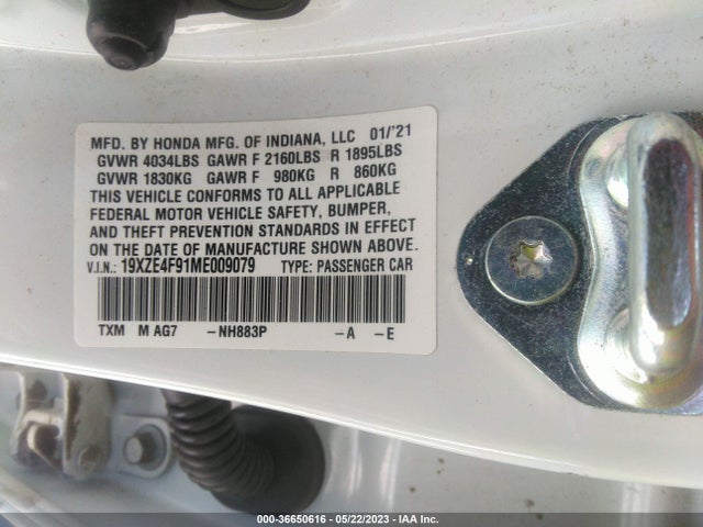 Honda Insight Touring 2021 19XZE4F91ME009079 Image 10