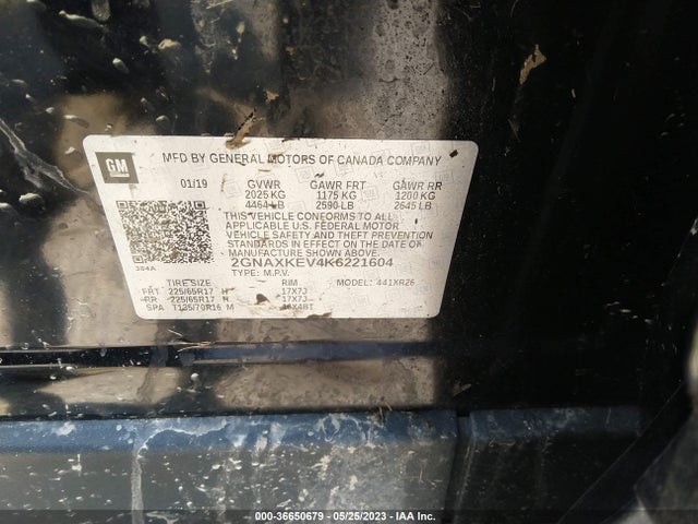 Chevrolet EQUINOX LT 2019 2GNAXKEV4K6221604 Image 9