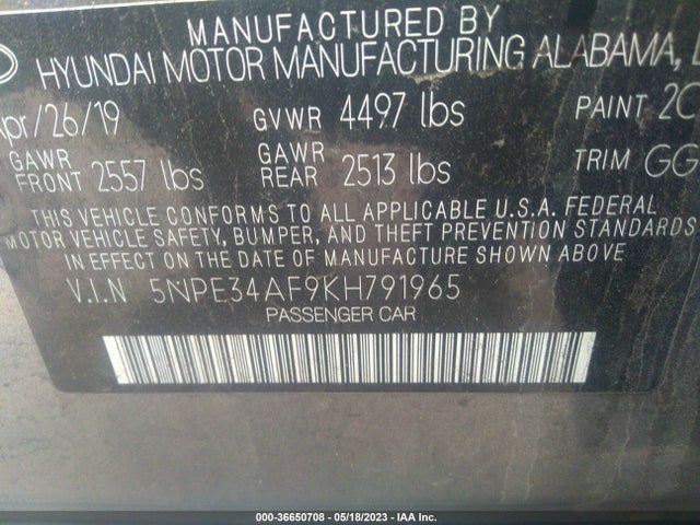 Hyundai SONATA SEL 2019 5NPE34AF9KH791965 Image 14