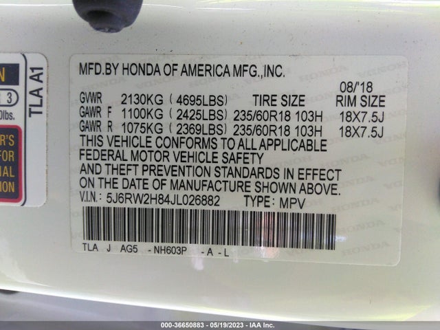 Honda Cr-v Ex-l 2018 5J6RW2H84JL026882 Image 10