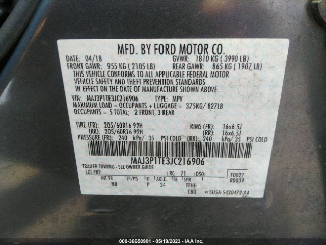 MAJ3P1TE3JC216906 Ford Ecosport Se