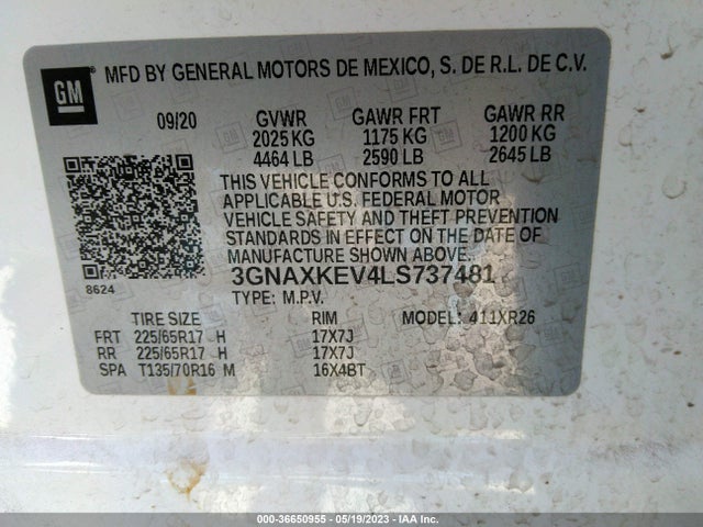 Chevrolet EQUINOX LT 2020 3GNAXKEV4LS737481 Image 9