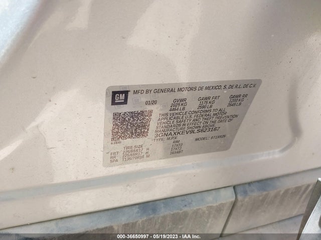 Chevrolet EQUINOX LT 2020 3GNAXKEV9LS623167 Image 9